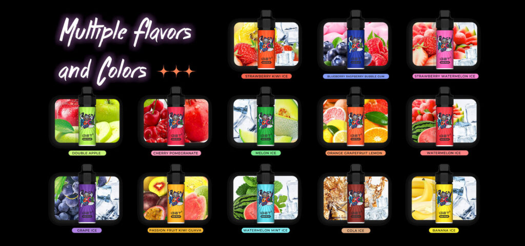 iGet Bar Plus Pods Flavor Comparison Chart
